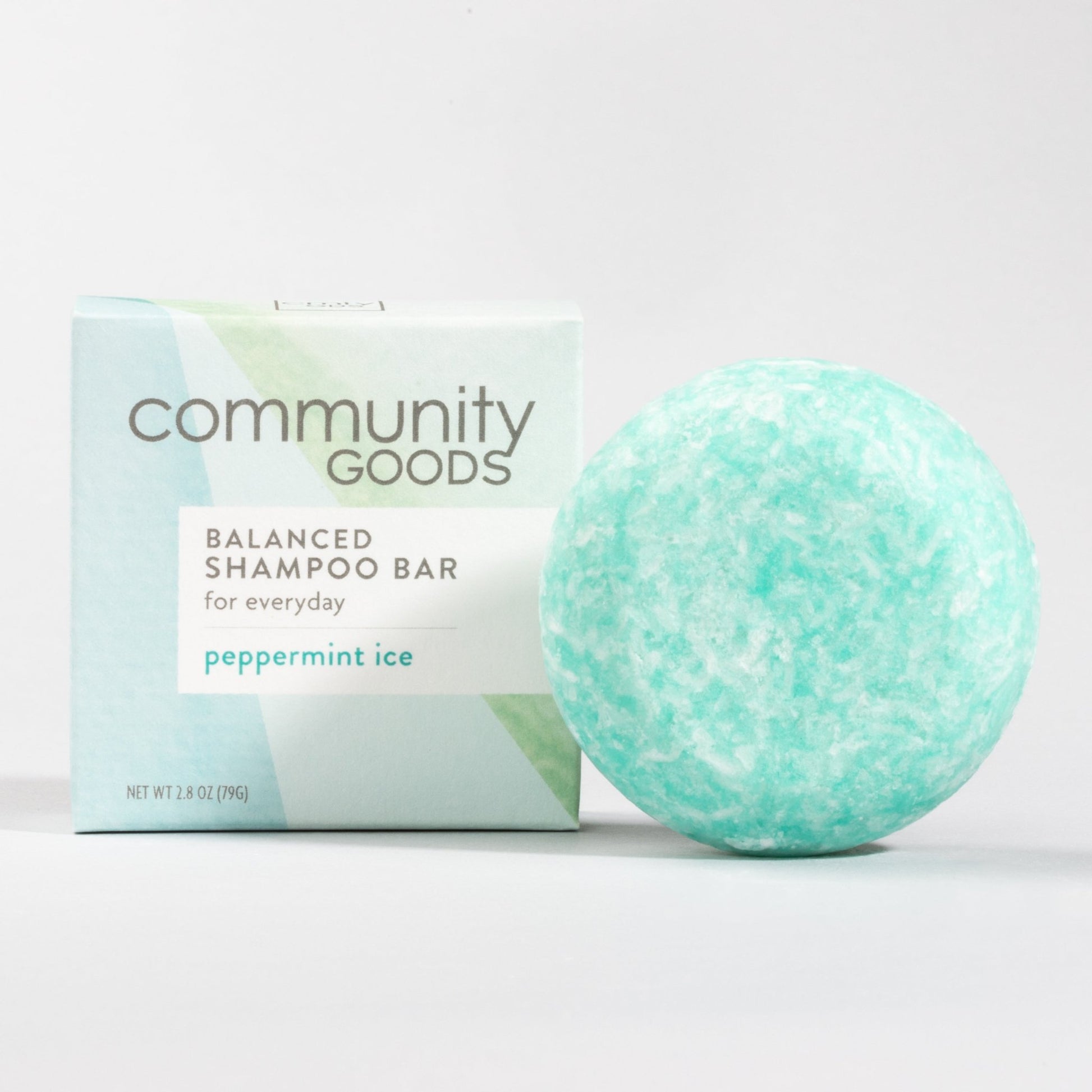 Natural shampoo bar from Community Goods. Shown in Peppermint Ice scent.