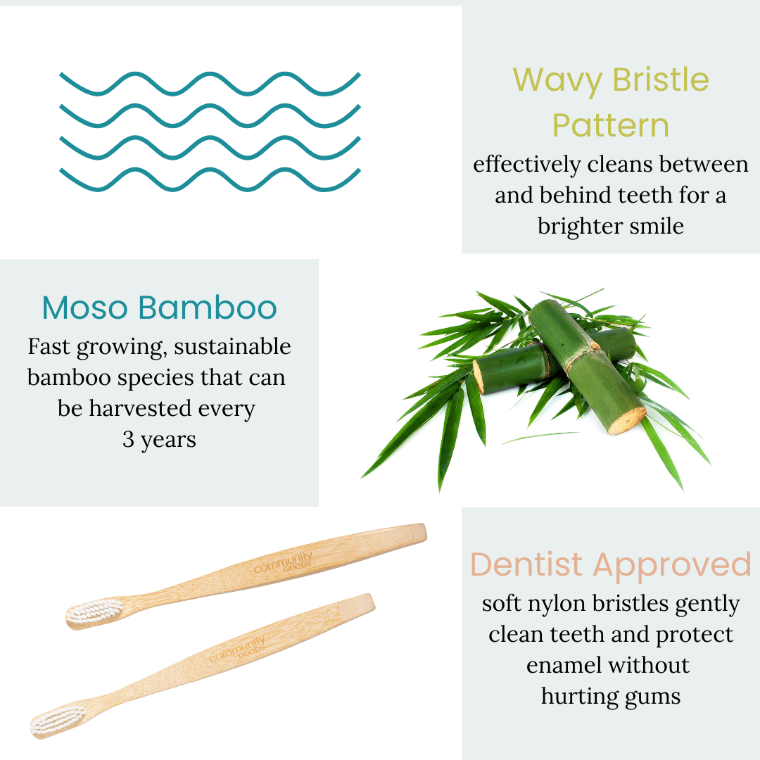 Natural Bamboo Toothbrush 4 Pack - Community Goods