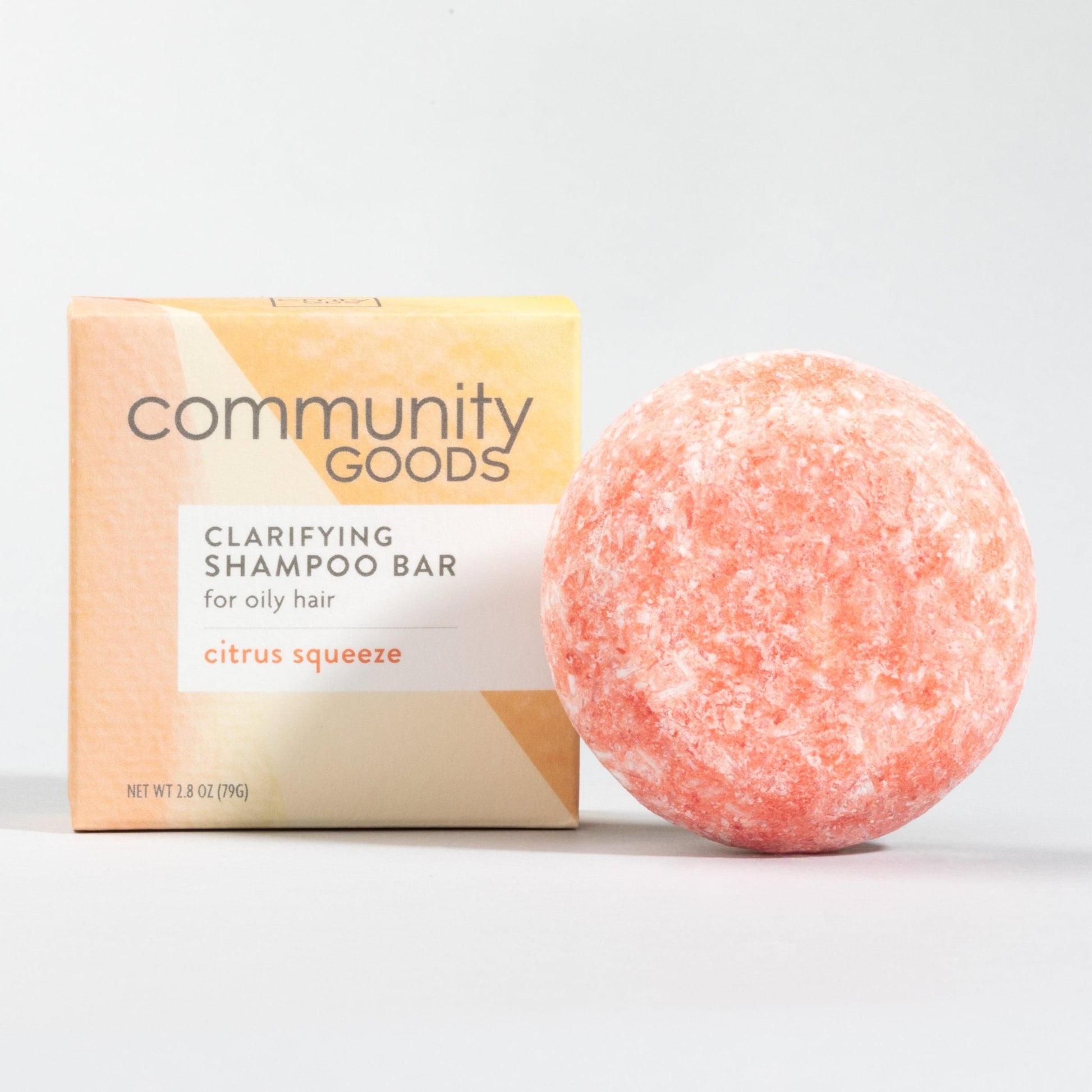 Natural shampoo bar from Community Goods. Shown in Citrus Squeeze scent. 